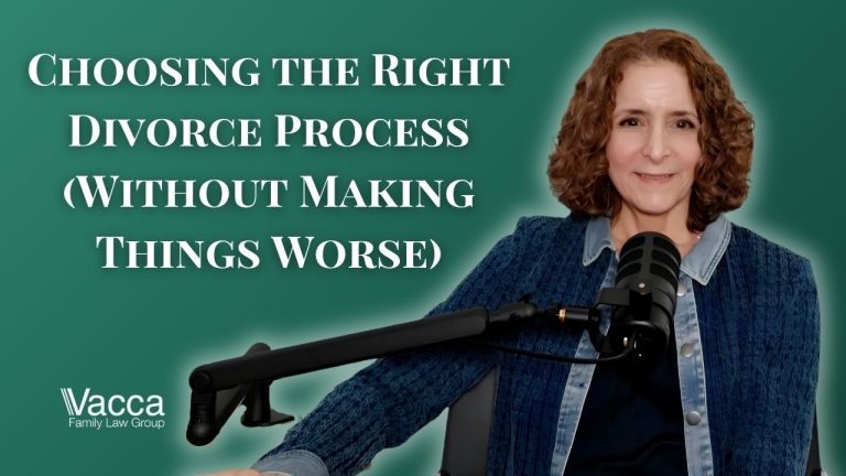 Andrea Vacca of Vacca Family Law Group discussing choosing a divorce process on the A Better Divorce podcast
